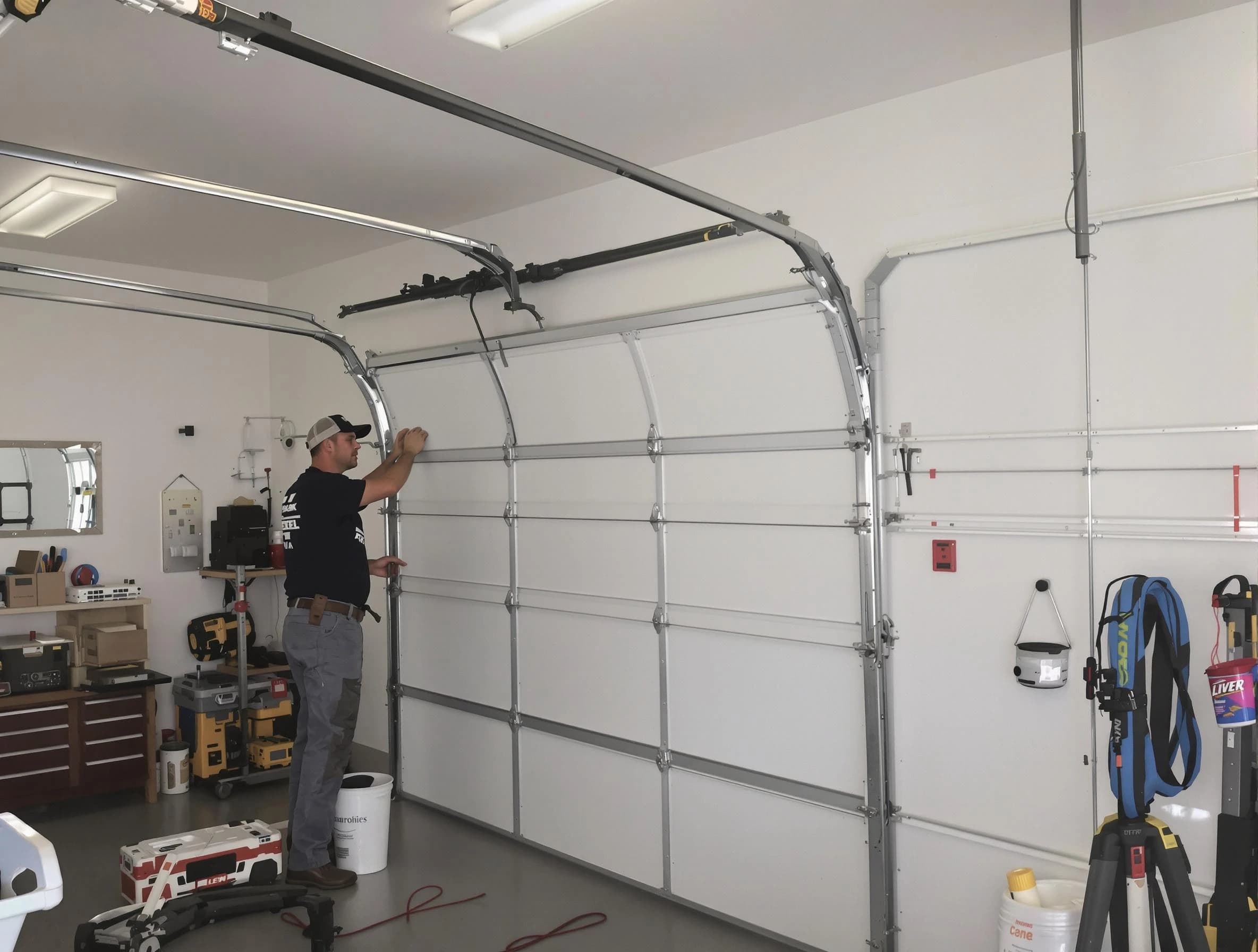 Johnstown Garage Door Repair team installing new garage door in Johnstown