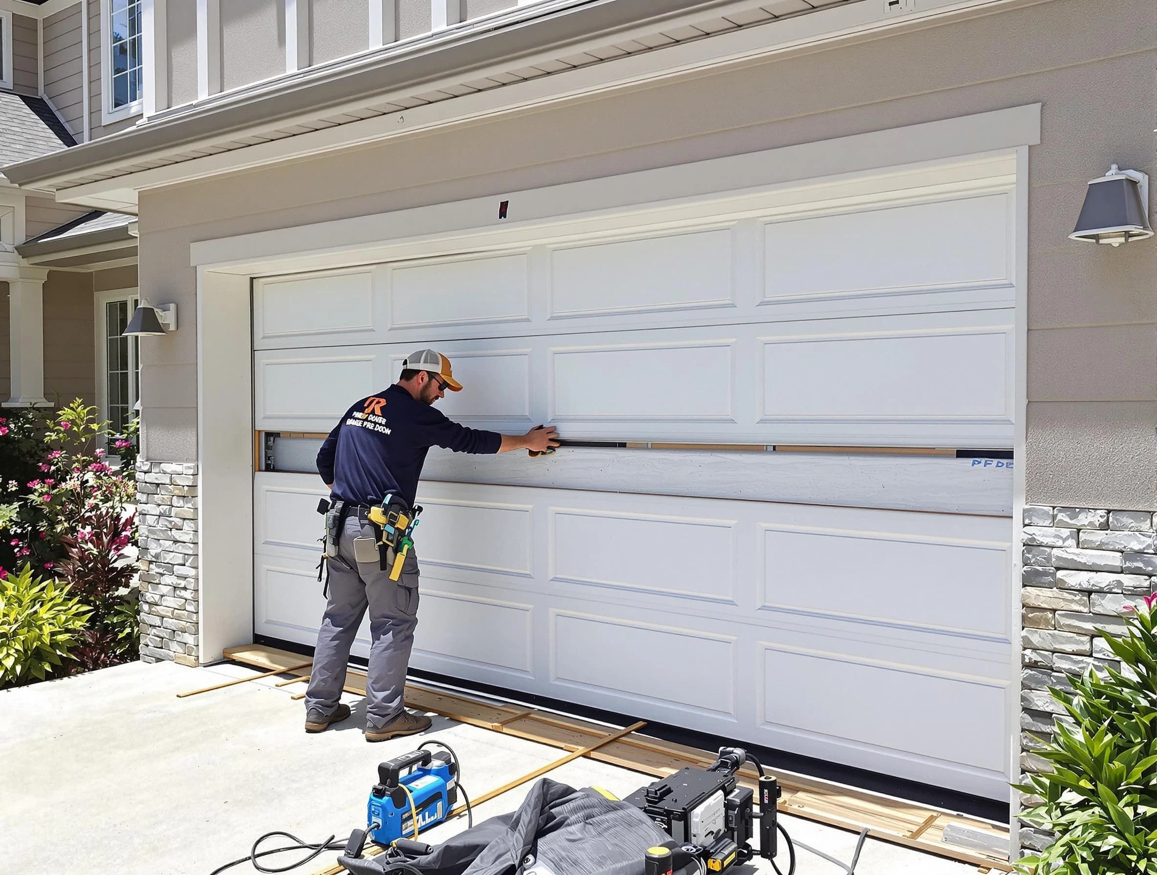Johnstown Garage Door Repair team performing complete garage door replacement at Johnstown residence