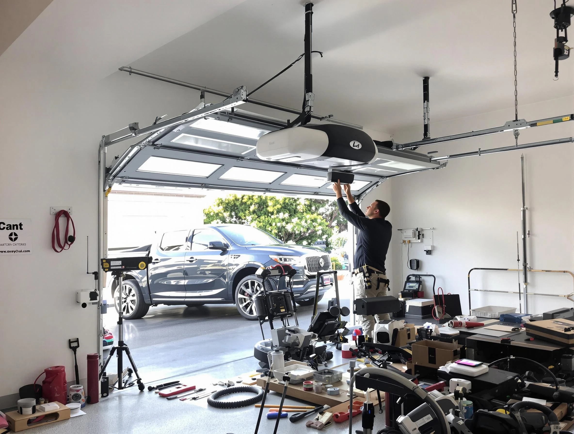 Johnstown Garage Door Repair specialist installing smart garage door opener system in Johnstown home