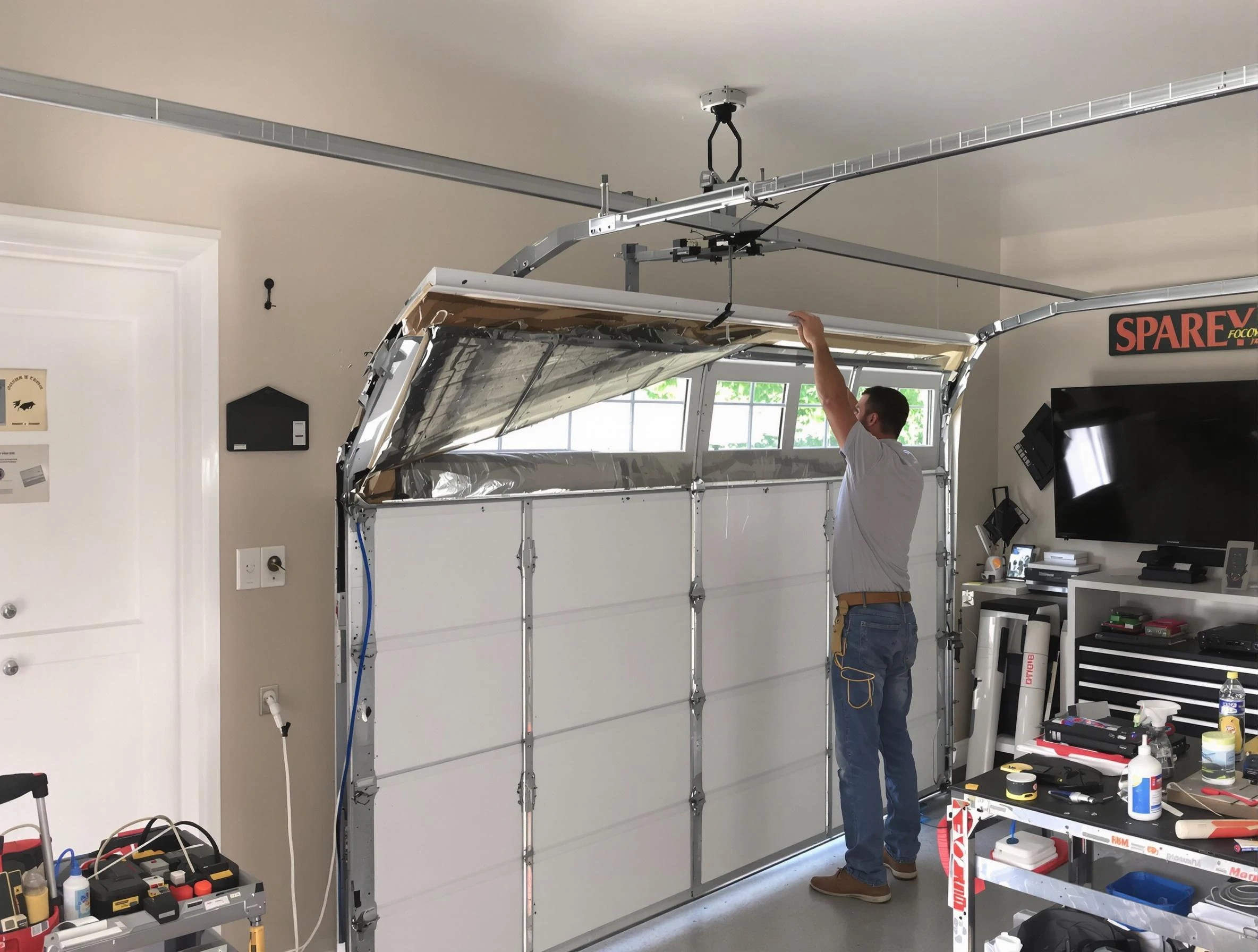 Garage door section replacement by Johnstown Garage Door Repair in Johnstown